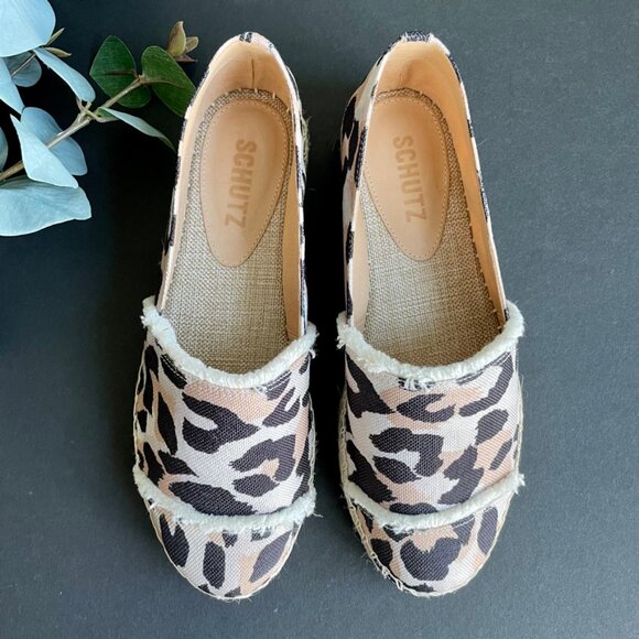 NEW Schutz Ohanna Leopard Print Canvas Espadrilles Flats Size 5.5 - Picture 5 of 9